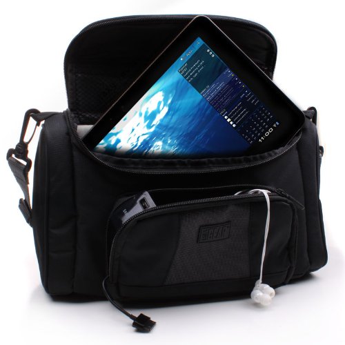 USA GEAR Universal Tablet Messenger Bag - Tablet Bag Compatible with 11" iPad Pro, Lenovo Smart Tab 10.1, Galaxy Tab A 10.1, Galaxy Tab S5e 10.5 - Durable Exterior, Shoulder Strap, Adjustable Dividers