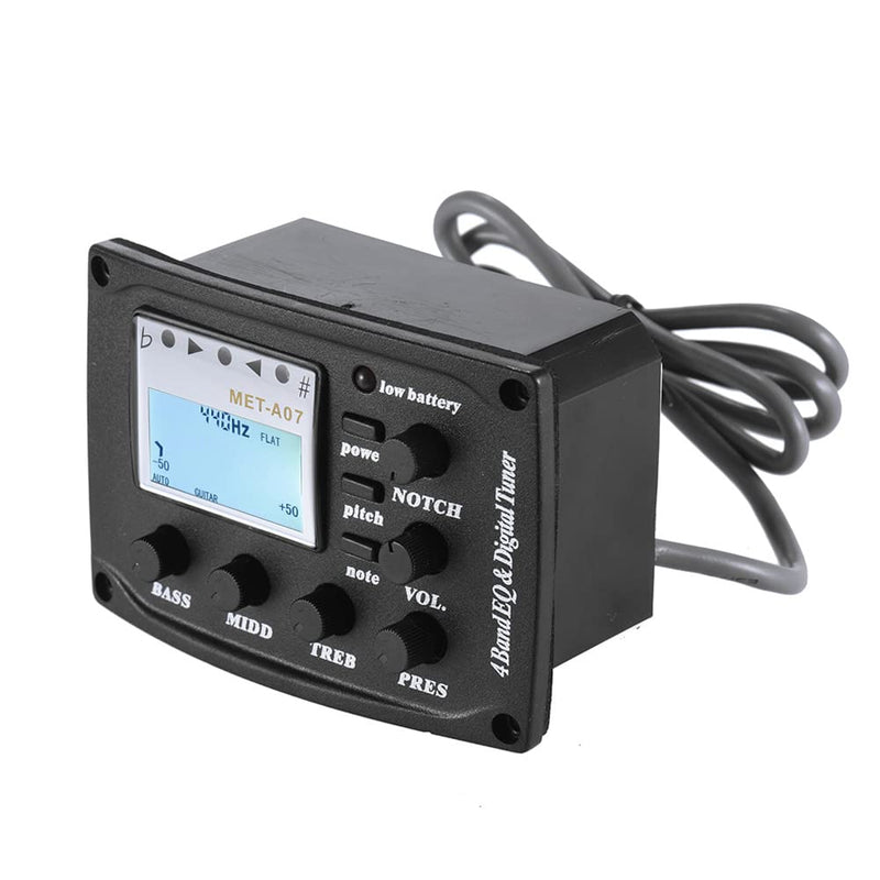 Acoustic Guitar 4-Band EQ Equalizer Tone and Volume Amplifier Preamp Piezo Pickup 6.35mm XLR with Pitch Note Notch Function Clear LCD Display