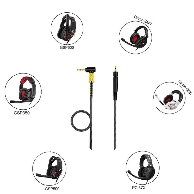 Sqrgreat GSP 600 Replacement Cable Audio Cord Compatible with Sennheiser Game Zero Game ONE, GSP500 GSP600 GSP350, PC 37X PC 373D Gaming Headphones (4.9ft/1.5m)