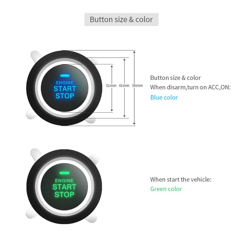 EASYGUARD ES002 Universal Push Engine Start Button with Remote Engine Start for Automatic Transmission car Optional Compatible with car Alarm System DC12V
