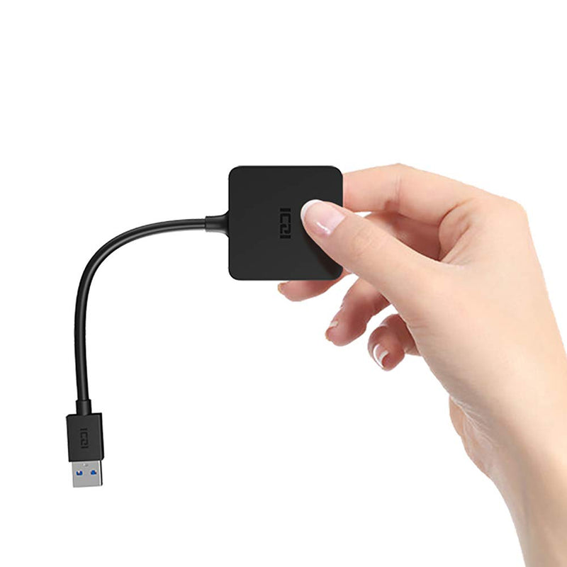 ICZI USB 3.0 Hub,USB Splitter with 4-Port USB 3.0 Data Hub Converter Adapter for MacBook, Mac Pro/Mini, iMac, Surface Pro, XPS, Notebook PC, USB Flash Drives and More (Black) USB HUB