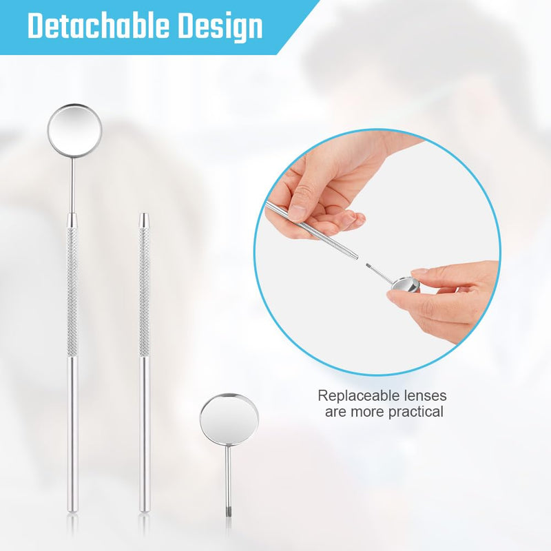 AOOWU Pack of 2 Mouth Mirrors, Dental Mouth Mirror, Stainless Steel Mouth Tooth Mirror, Inspection Mirror, Dental Care Set with Anti-Fog, Dental Care Mirror for Dental Care