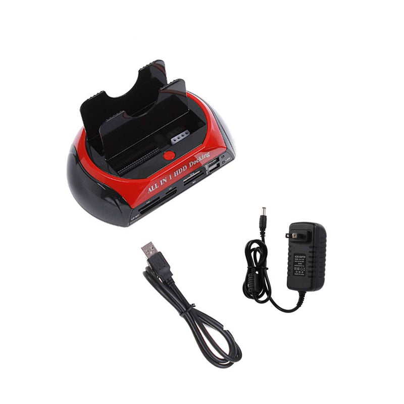 Multifunctional Hard Disk Base 2.5/3.5 inch IDE/SATA Mobile Hard Disk Base Dual-bay HDD Docking Station US Plug