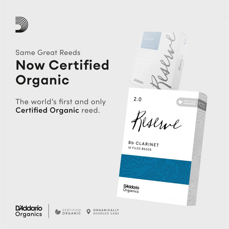 [AUSTRALIA] - D'Addario Reserve Bb First & Only Organic 2.5 Strength, 10 Pack Clarinet Reeds (ODCR1025) 