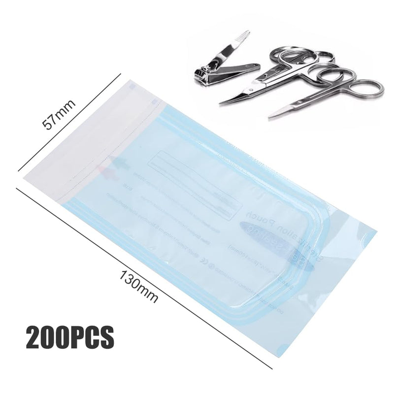 Disposable Sterilisation Bags, 200 x Sterilisation Bags 5.7 x 13 cm with SK Seal Sterilising Bag, Sterilising Bag for Autoclaves, Self-Adhesive, Sterilising Bag for Autoclaves