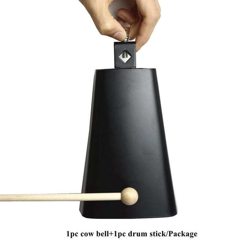 Cow Bell with 7 inch,Metal Steel Cow Bell with Drum Stick for Drumset Kit Percussion,Noise Makers for Sporting Events Wedding Party Concert