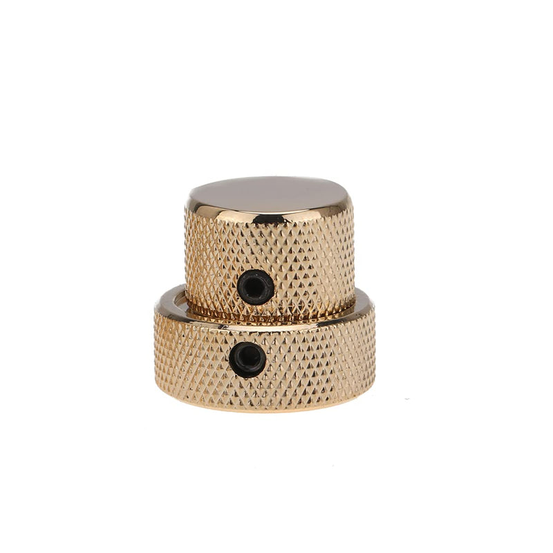 Musiclily Pro Universal Metal Dual Concentric Stacked Control Knobs for Electric Guitar and Bass, Gold (Set of 2)