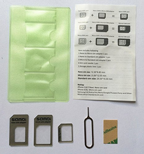 Sim Card Adapter Kit Includes Nano Sim Adapter/Micro Sim Adapter/Needle/Storage Sheet, Pack of 1 Gold