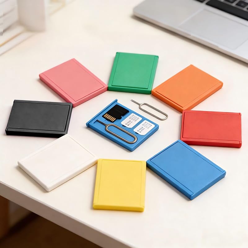 1PCS SIM Card Storage Case with SIM Eject Pin Portable Mini Safe Holder for SIM TF Memory Cards Organizer (Orange) Orange