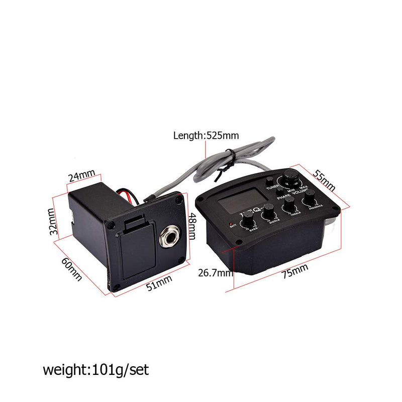 [AUSTRALIA] - Alnicov Guitar 4-Band EQ Equalizer，HEQ-4 Preamp Amplifier Chromatic Tuner Piezo Pickup Black 
