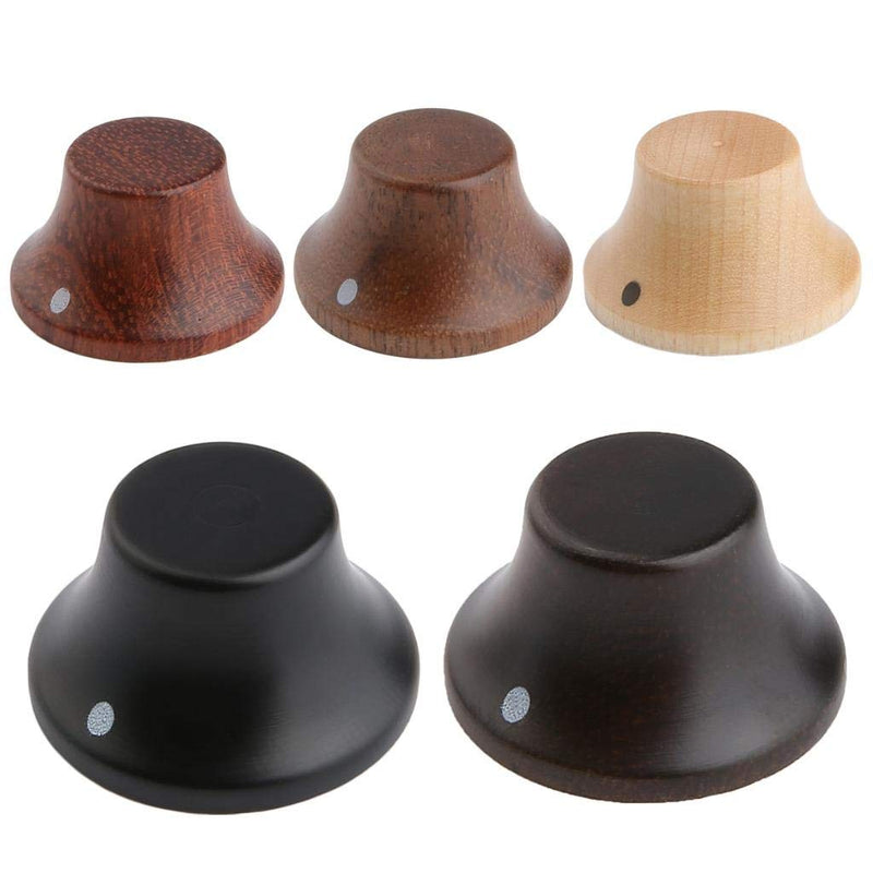 KAISH 4-Pack Wood Knobs LP/Strat Style Bell Knobs Guitar Bass Top Hat Wood Knob with Indicator Dot Bubinga Wood Pack of 4