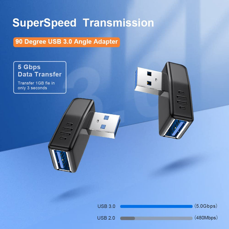 USB 3.0 Adapter 90 Degree Male to Female Coupler Connector Plug Left Right Up Down Angle by Oxsubor (USB 3.0 Adapter Right 2PCS)