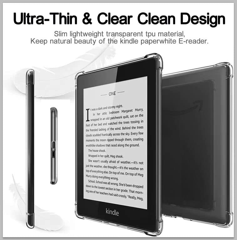 [AUSTRALIA] - Clear Case for 6.8" Kindle Paperwhite 11th Generation 2021 and Signature Edition TPU Back Cover, Bumper Corners Slim Protective Case for 11th Gen Kindle Paperwhite- Transparent (Transparent) 