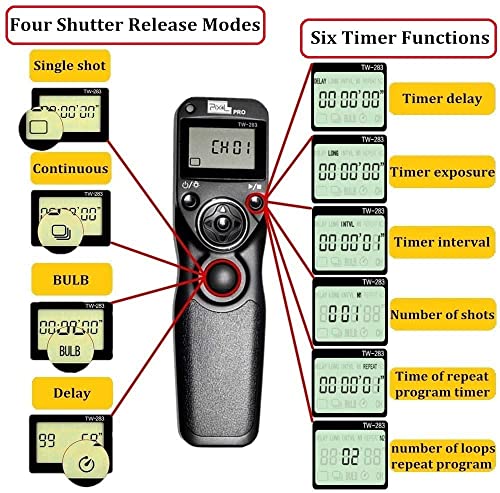 Pixel Timer Wireless Camera Remote Control TW-283 DC0 Compatible with Nikon 283-DC0 for Nikon