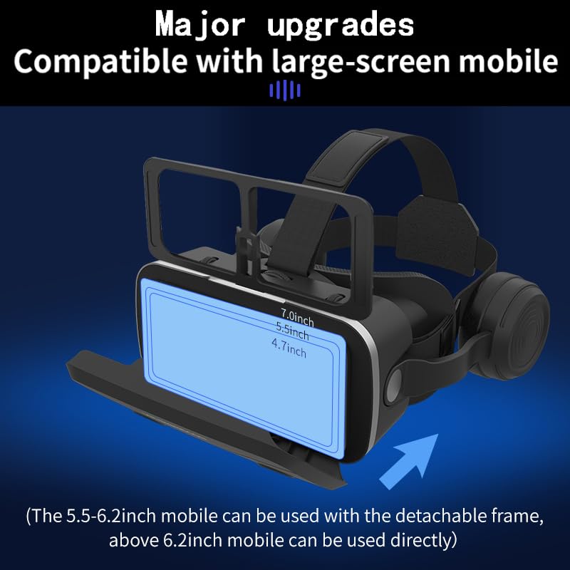 Virtual Reality Headset for iPhone & Android Phones, VR Headset with Remote Controller, HD 3D VR Glasses for TV, Movies & Video Games, VR Headset for Kids, Adults, Compatible 4.7-7 inch Virtual Reality with Remote