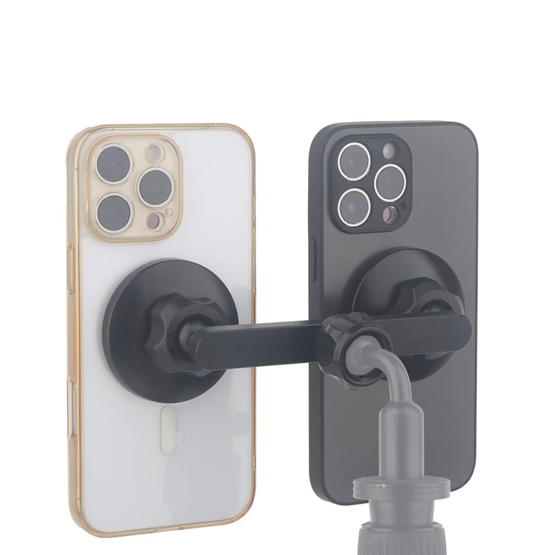 17mm Dual Strong Magnetic Phone Mount Holders for Car Vent/Vlog Stands | 2-in-1 Adjustable Mount for MagSafe & All Phones, with 2 Metal Rings (Metal Upgrad Arm for Superior Strength)
