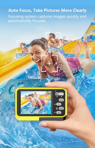 Mercanova 5K Underwater Camera, Waterproof, 48MP, Dual Screen, Blue
