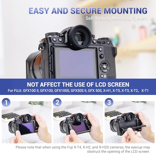 JJC EC-GFX Round Eyecup Eyepiece Viewfinder for Fuji X-T5 X-T4 X-T3 GFX100 Fuji EC-GFX Eyecup Replacement Black