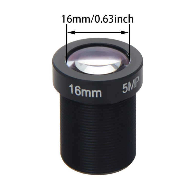 Othmro 2Pcs 16mm Camera Lens 5MP F2.0 Pixels Security WiFi Camera Lens, 1/2.5 Inch Wide Angle for Camera M12 Threaded Dia for IP Camera Panoramic Camera Lens