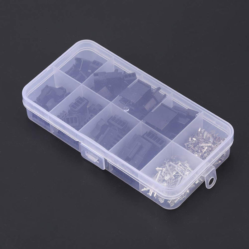 200pcs Sm Connectors, JST-SM Connector Kit Molex Pin Connectors 2.54 2/3/4/5-Pin Male Female Wire Bridge Pin Header Housing Set, black