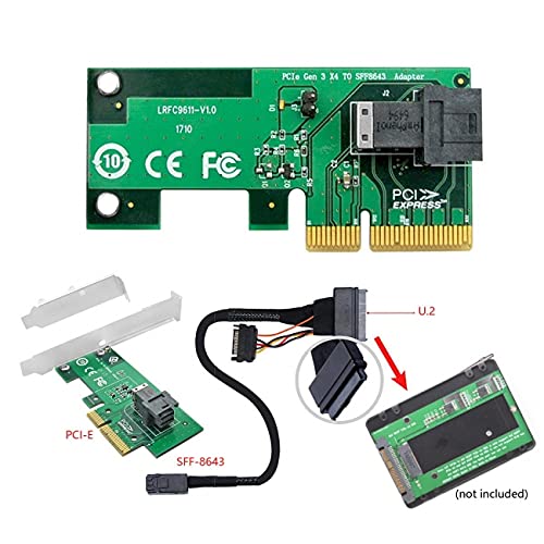 NFHK PCI-E 3.0 4.0 to SFF-8643 Card Adapter and U.2 U2 SFF-8639 NVME PCIe SSD Cable for Mainboard SSD SFF-8643 Card Adapter & SSD Cable