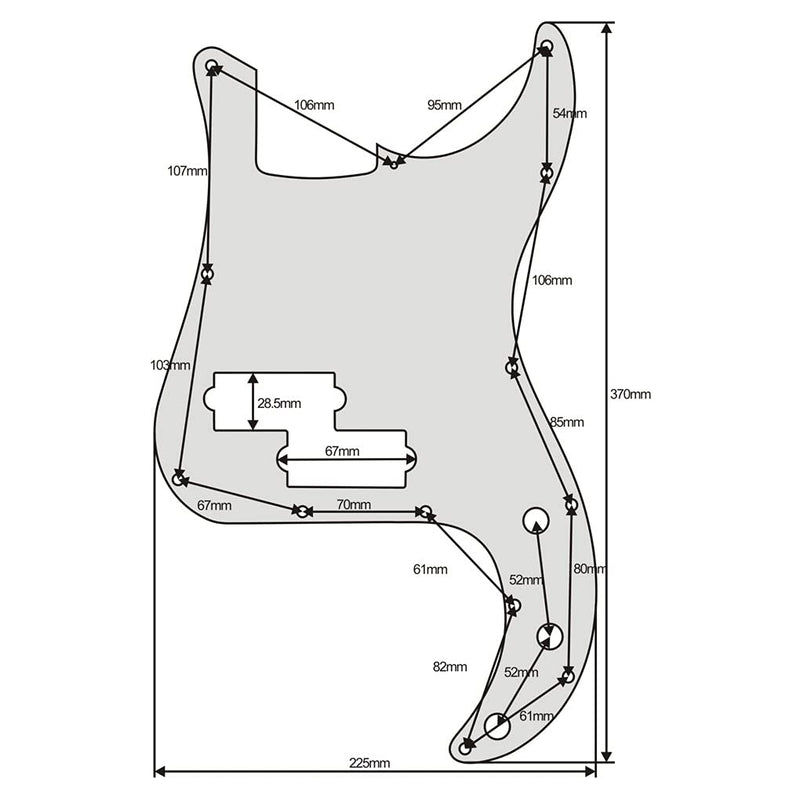 FLEOR P Bass Pickguard Guitar Scratch Plate Pick Guard for 4 String American/Mexican Standard Precision Bass Style, 4Ply Black Pearl