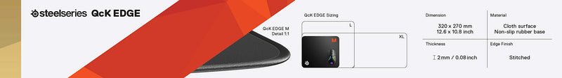 SteelSeries QcK Gaming Surface - Large Stitched Edge Cloth - Extra Durable - Optimized For Gaming Sensors - Black Classic Black
