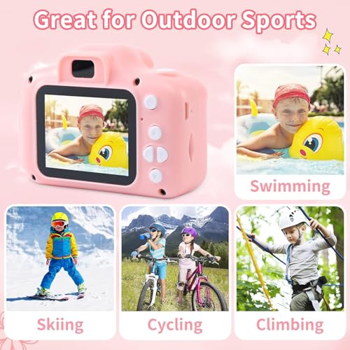 Kids Underwater Camera 12MP 1080P Digital Camera with 32GB Card & Case Pink