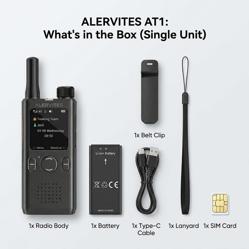 POC-AT1 4G/5G Network Radio, [White/Black] Global Range Walkie Talkie with Screen, Type-C Fast Charging, No Distance Limit PoC Radio for Hotels, Security, Road Trips Gray