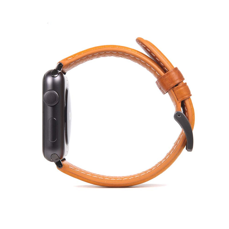SLG Italian Minerva Box Leather Apple Watch Band 49mm 46mm 45mm 44mm 42mm, Vegetable-Tanned Strap for Apple Watch Ultra 3/2/1, Series 11–1, SE 3/2/1 – [Tan] Tan 49mm/46mm/45mm/44 mm/42mm(Series 3 2 1)