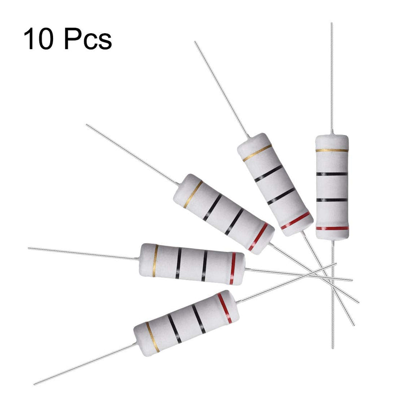sourcing map Metal Oxide Film Resistor 5 Watt Axial Cable 20 Ohm ± 5% Tolerance Pack of 10