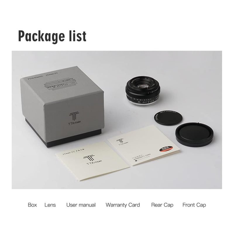 TTArtisan 25mm F2 Wide-Angle APS-C Camera Lens Large Aperture Manual Fixed Camera Lens Compatible with Fuji X-Mount Cameras X-A2 X-A2 X-A3 X-A5 X-A7 X-H1 XT1 X-T2 X-T3 X-T20 X-T30 X-T100 X-T200 X-PRO1