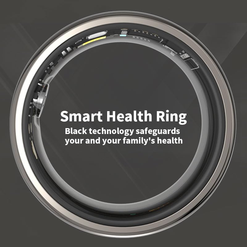 Smart Ring Health Tracker for Men WomenHeart Rate, Blood Oxygen, Sleep Monitor, Step Counter,5ATM Waterproof, Remote Camera Control No Subscription Fee Fitness Ring with Charging Case (Silver, 11#) Silver 11#