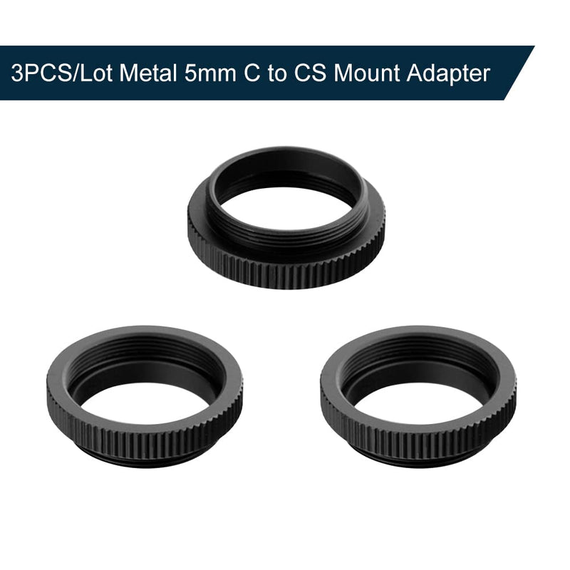 [AUSTRALIA] - HUIOP C to CS Mount, 3PCS/Lot Metal 5mm C to CS Mount Adapter 25.4mm Thread C/CS Lens Mount Adaptor Aluminum Converter Ring for CCTV Camera 