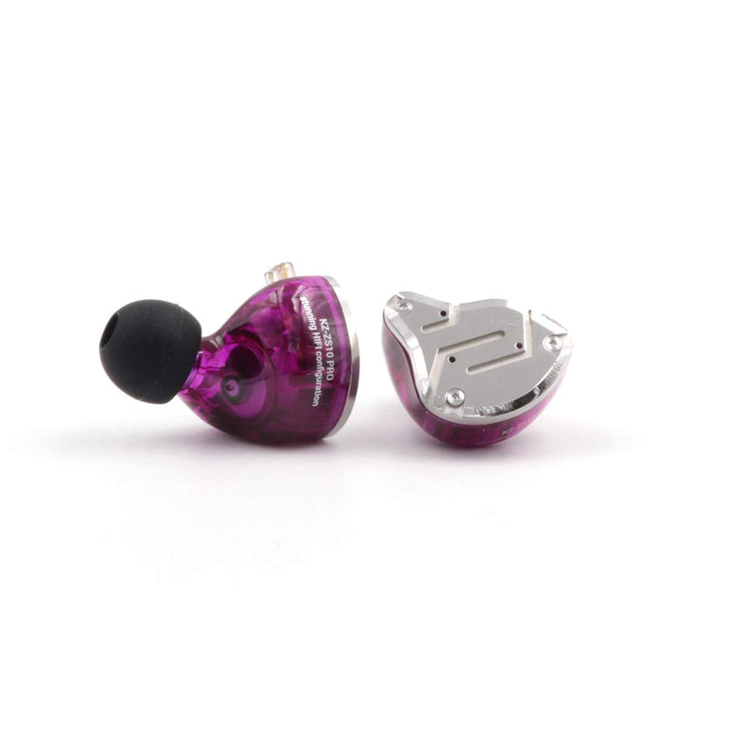 Linsoul KZ ZS10 Pro in Ear Earphones(Without Mic, Purple) +Tripowin Zonie 16 Core Cable(Recessed 2pin, 3.5mm, Grey)