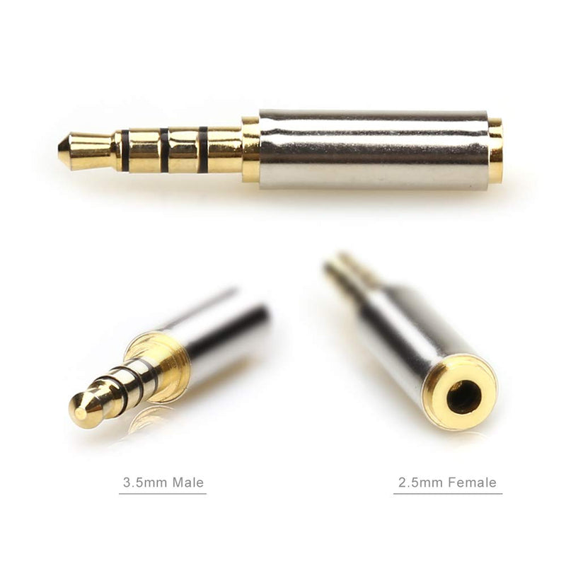 LEOU 3.5mm Male to 2.5mm Female and 2.5mm Male to 3.5mm Female Audio Headphone Adapter Headset Converter 3 Ring Gold Plated Jack Plug Stereo -2PCS