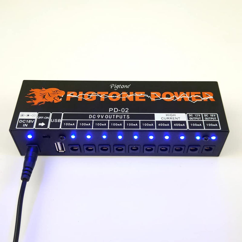 [AUSTRALIA] - Guitar Pedal Power Supply 10 Isolated DC Outputs for 9V/12V/18V Effect Pedal with USB Port PD-02 