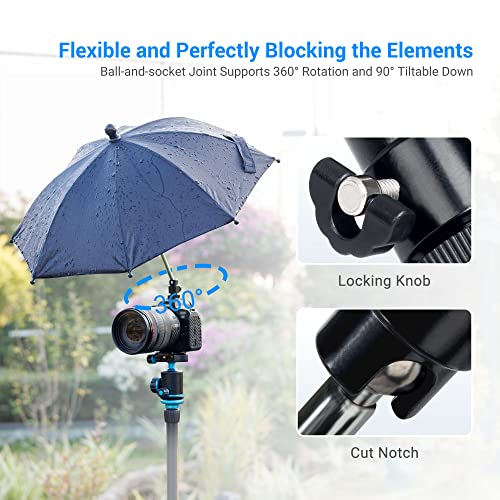 Kiorafoto 2 Pack Camera Rain Cover + Umbrella: Clear Sleeve with DSLR Mirrorless Camera Hot Shoe Umbrella, Waterproof, Polyethylene (PE), Black