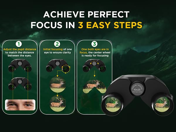 10x25 High-Powered Compact Binoculars for Adults – Long Range Bird Watching, Travel for Cruise Ship, Lightweight Small for Hiking, Sports & Outdoor Adventures 10x25 Black Binoculars