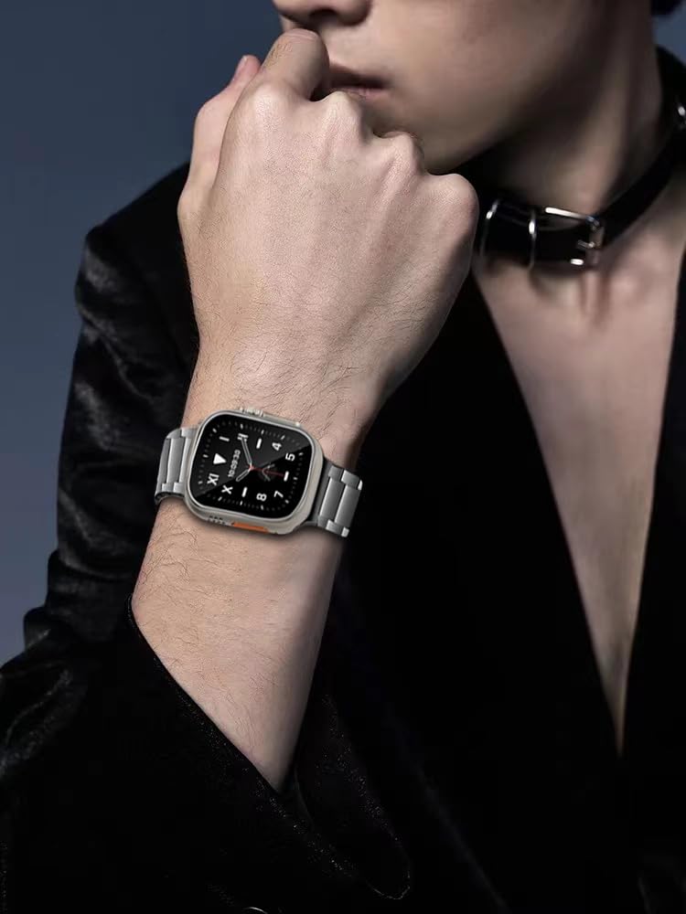 Titanium Magnetic Band for iWatch Ultra 3 2 1 49mm Series 11 10 | Metal Strap for Apple Watch Series 11/10/9/8/7/6/5/4/SE/3/2/1 45/44/42mm|Lightweight,Skin-Friendly,Durable,Fit wrist 6"-9" black 49/46/45/44/42mm (series 3 2 1)