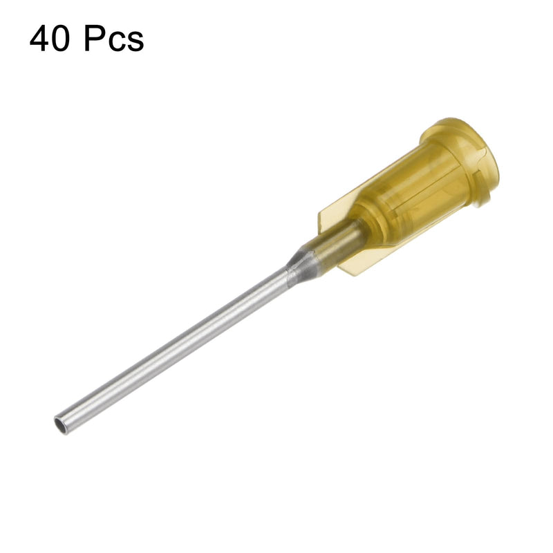 QUARKZMAN Industrial Blunt Tip Cannula 17G 1 Inch Length with Luer Lock Screw Connection, Dispensing Cannula for Liquid Glue Gun, 40 Pieces (Yellow)