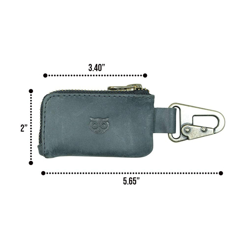 Hide & Drink, Rustic Leather Car Key Holder, Headphone & Charging Cables, Memory Cards, Flash Drives, Lighters, Cash Zipper Case with Clasp, Handmade Includes 101 Year Warranty :: Charcoal Black