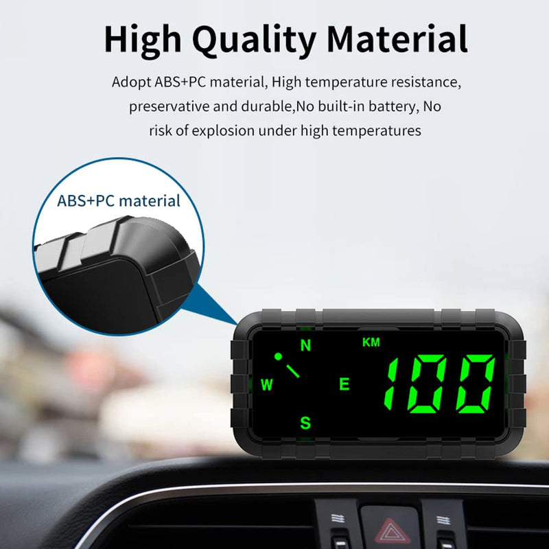 Car Headup Display GPS Digital Speedometer Compass with 4.2 Inch LED Display Support Overspeed Alarm Fatigue Driving Reminder Light Sensing for Car Truck SUV Motorcycle