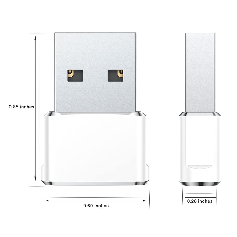 USB C Female to USB Male Adapter 2 Pack,Type A Charger Cable Power Converter for Apple iWatch Watch Series 7 SE,iPhone 11 12 13 Pro Max,iPad Air 4 4th 5 5th Mini 6 6th Generation,Samsung Galaxy Tab S8 White