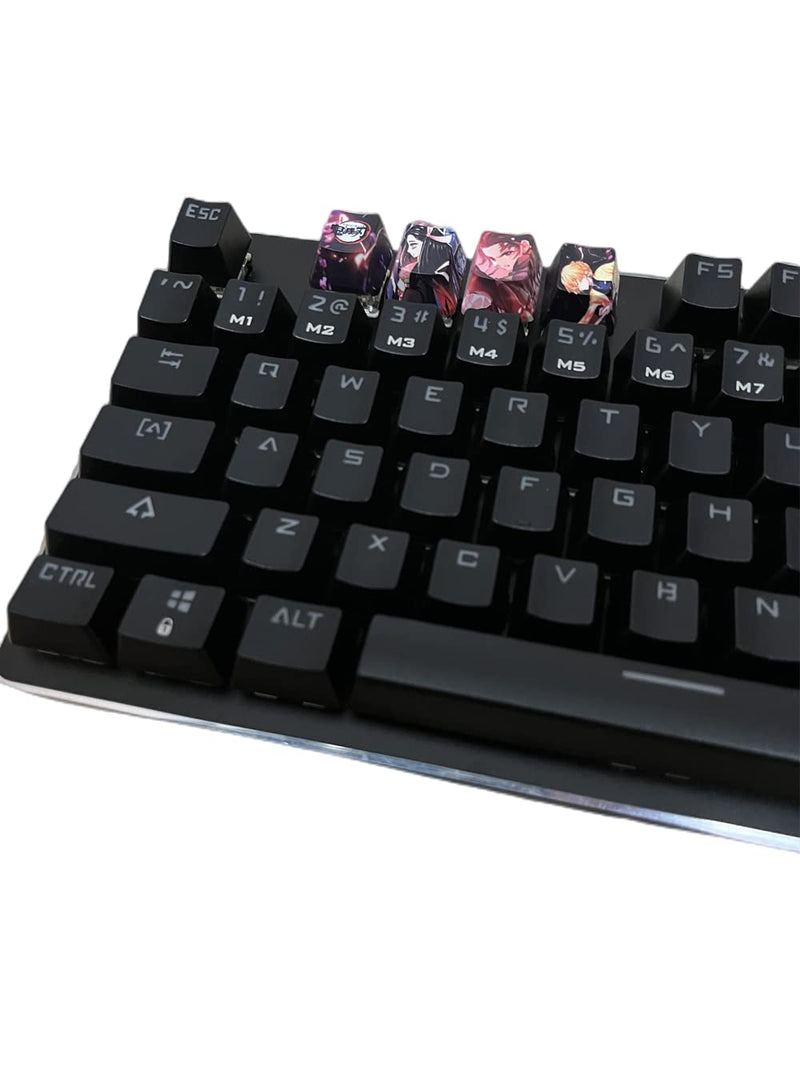 4 keycap Set, 5-Side Dye-subbed PBT Keycaps, R4 Keycaps, DIY OEM Keycaps for Gaming Mechanical Keyboard, Demon Slayer 4 Key Demon Slayer
