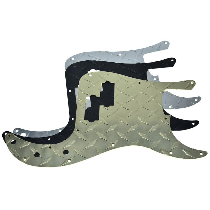 KAISH Premium 13-Hole Metal Diamond Plate Modern Style Standard Precision P Bass Pickguard Aluminium Anodized PB Pickguard for American FD P Bass Black