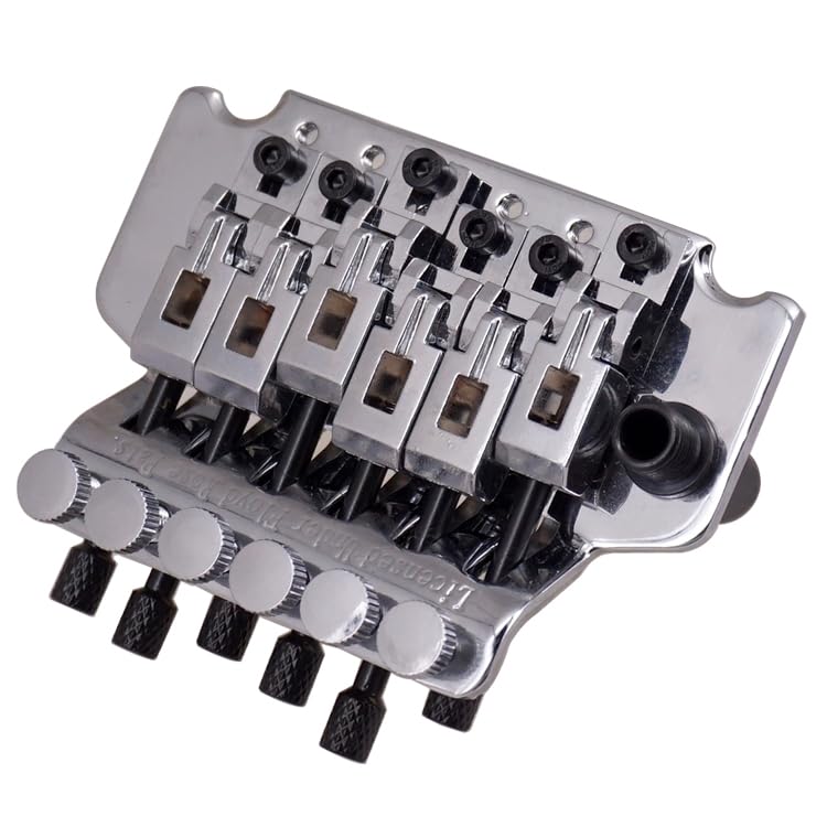 Double Locking Tremolo Bridge System for 6-String Electric Guitar For Floyd Rose Type, Gold/Chrome Upgrade Kit with Vibrato Arm And Neck Lock (Compatible with Strat Style Guitars) (Silver) Silver