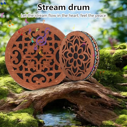 Yinhing Stream Drum, Birch Hand Drum, 8-inch, Onomatopoeia Music, Portable, Handcrafted Authenticity, Artistic Design