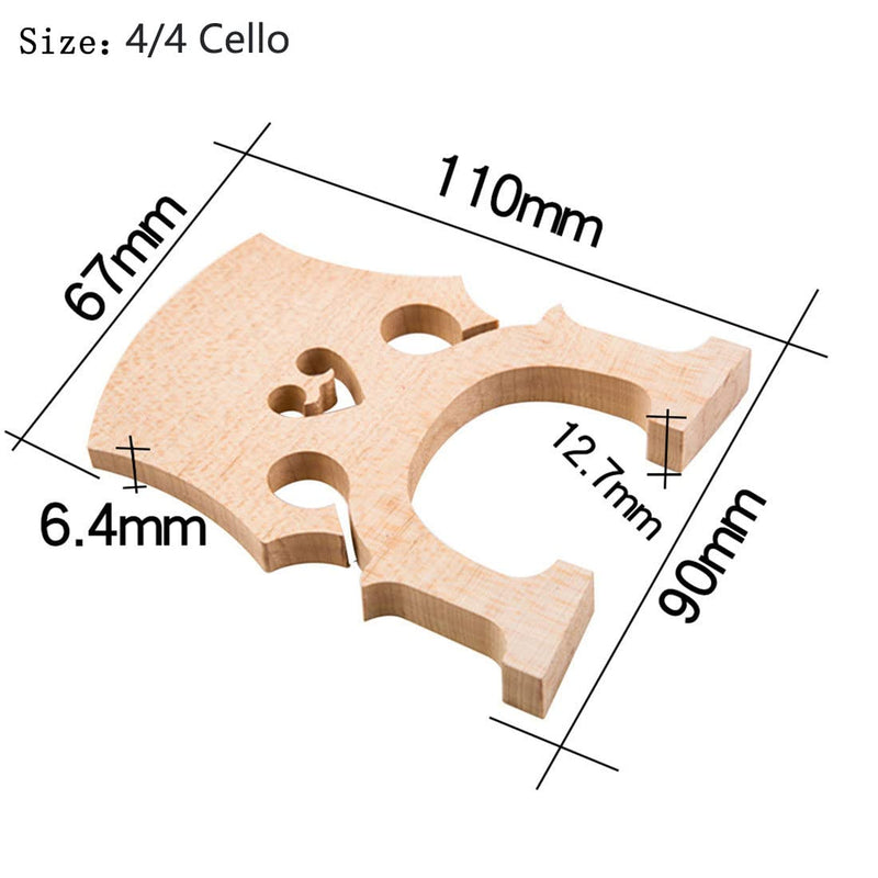 Fitted 4/4 Full Size Cello Maple Bridge Finer Grade Solid Maple Wood Cello Bridge Replacement Cello Parts & Accessory