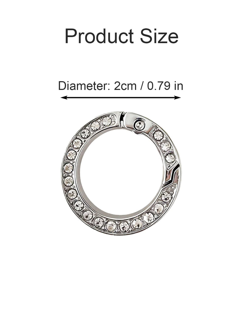 2PCS Rhinestone Round Phone Tether Patch, Universal Lanyard Connector with Metal Spring Ring, Multifunctional Phone Buckle Pink+black